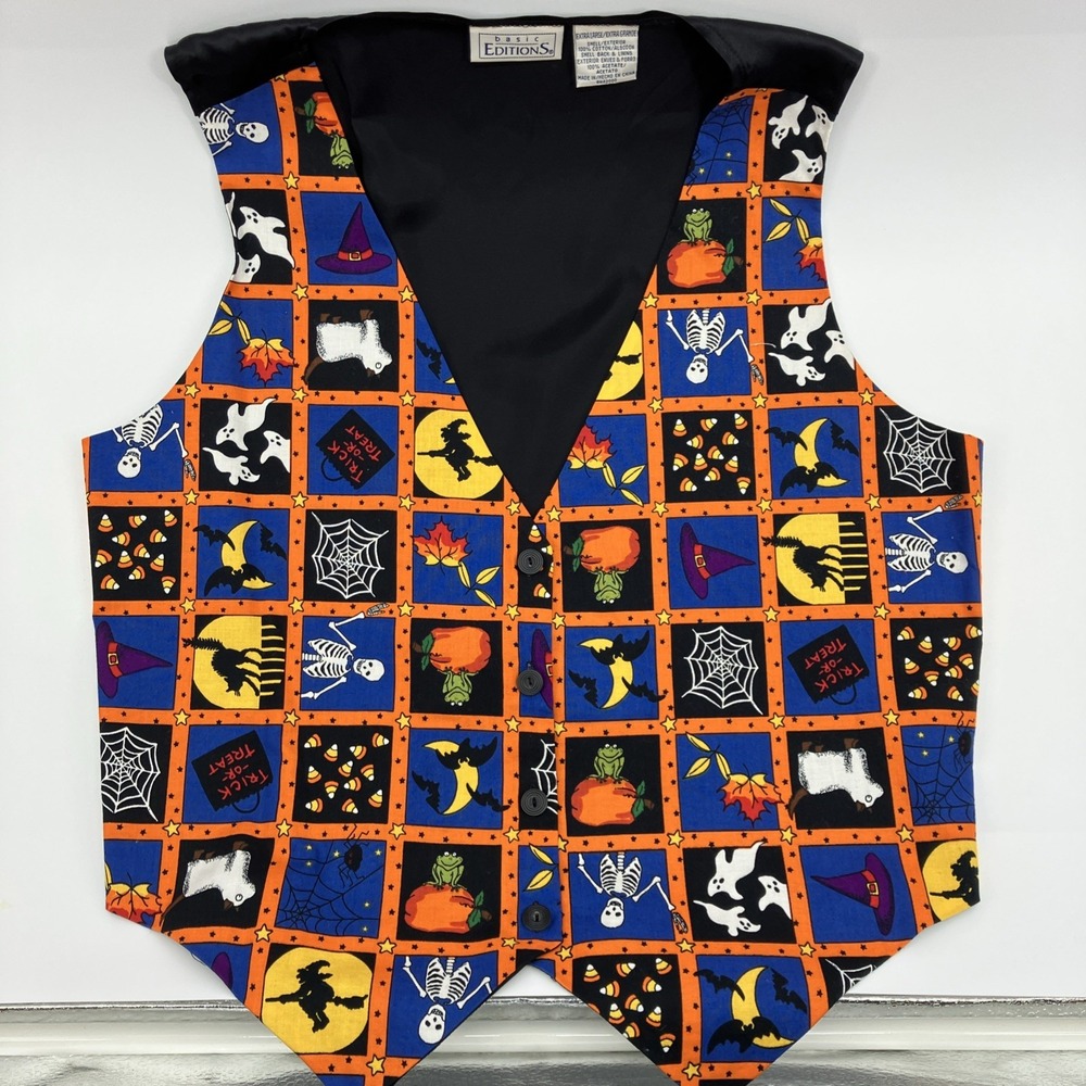 Vintage Spooky Basic Editions Women's Vest Halloween XL Y2K 90's EUC